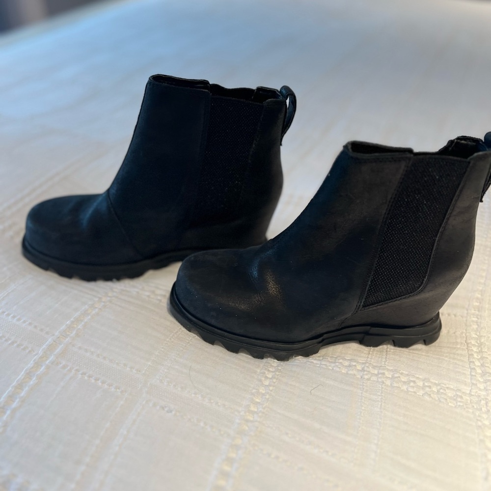 Sorel Black Wedge Ankle Boots